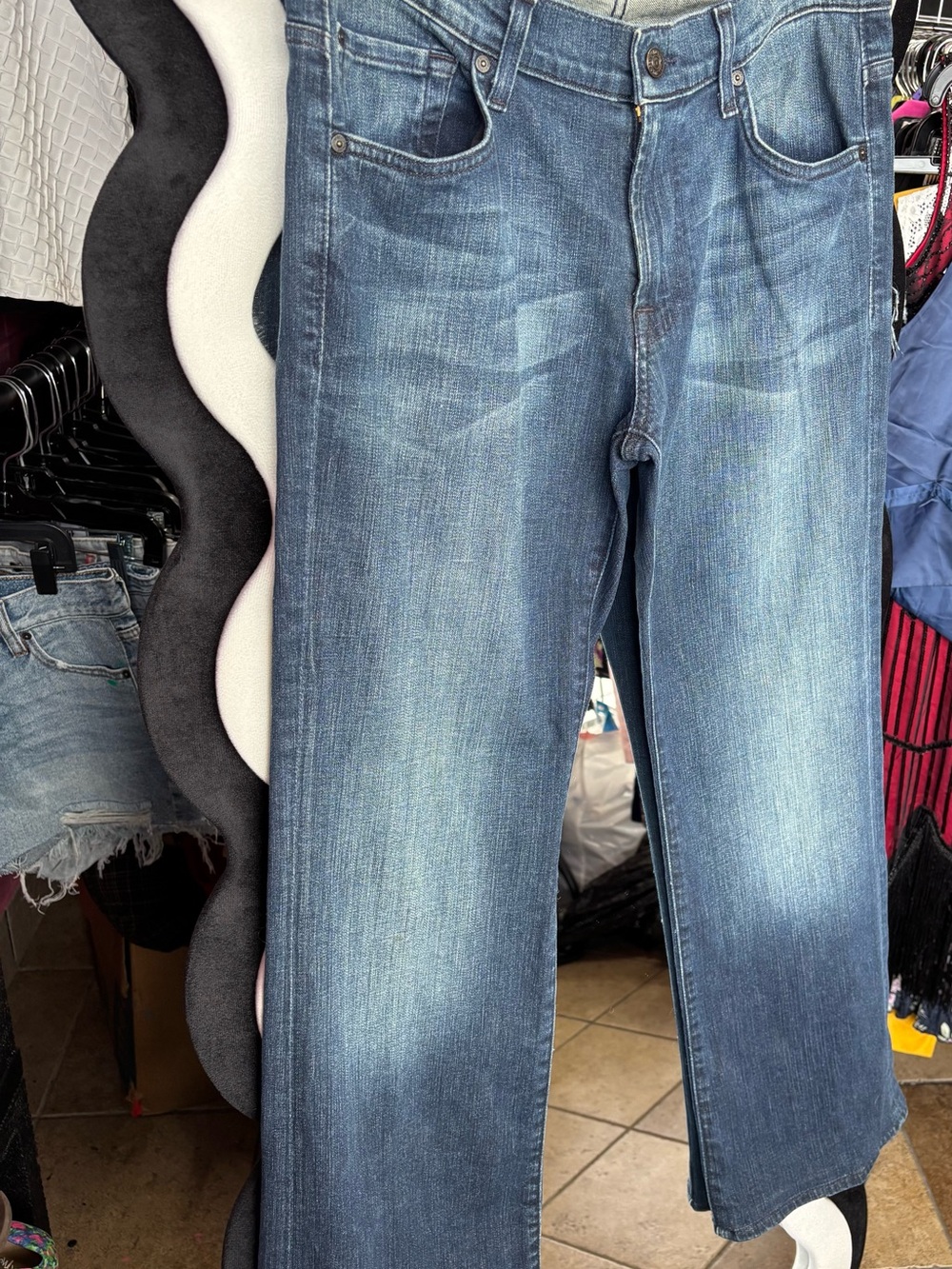 7 For All Mankind Straight-Leg Jeans in Faded Blue Wash